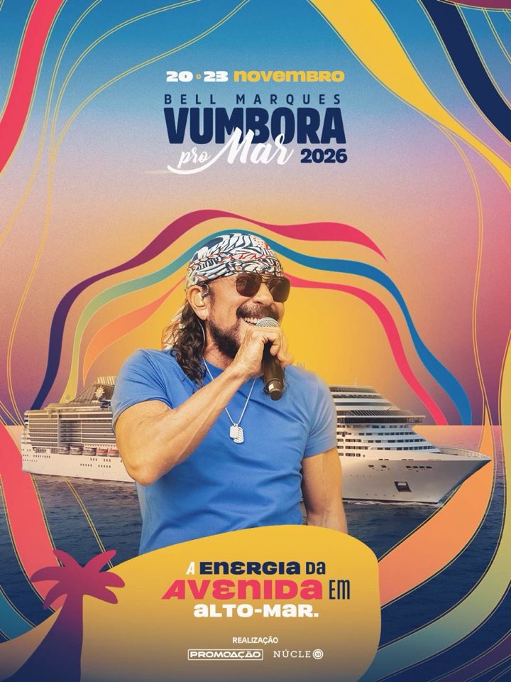 Arte oficial do Vumbora Pro Mar com Bell Marques no MSC Divina