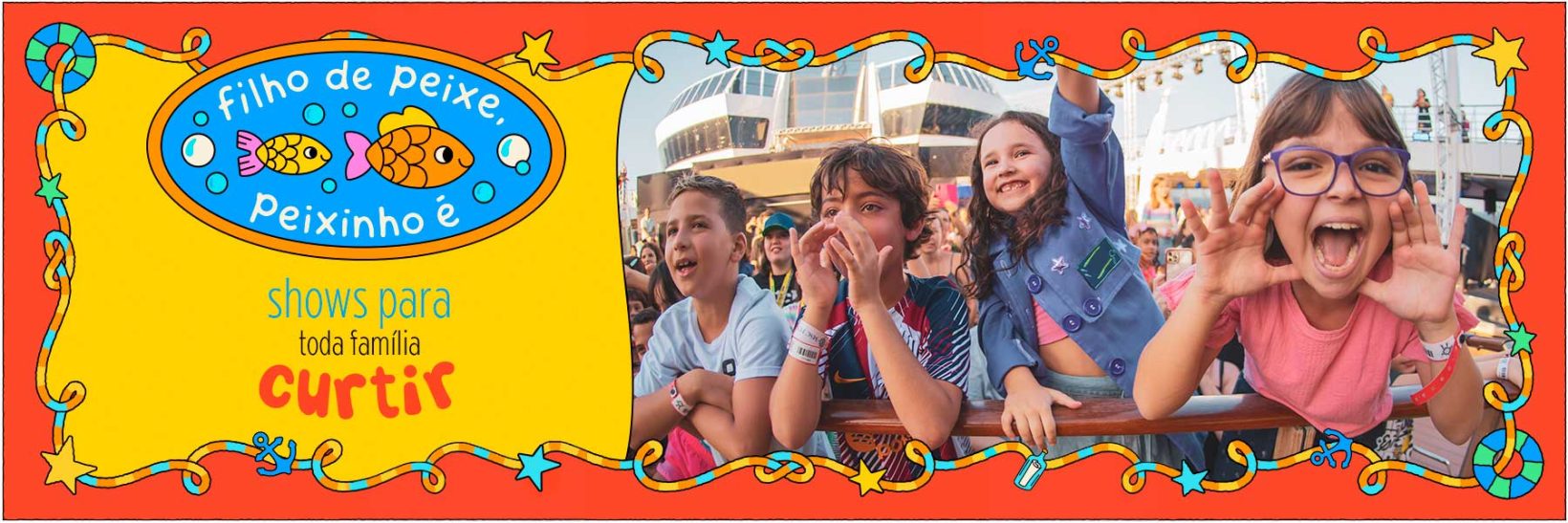 Família assistindo show juntos no Festivalzinho